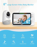 Upgrade Video Baby Monitor with Camera and Audio 6" Large Screen, 35-Hrs Battery, No WiFi Baby Monitor, Remote Pan/Tilt/Zoom Camera, 2-Way Talk, Night Vision, Temperature, 1000ft Range by TinyTreasures Baby Boutique