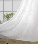 MIUCO Moroccan Embroidery Semi Sheer Curtains Faux Linen Grommet Window Curtains for Bedroom Living Room 63 Inch Length 2 Panels, Pure White by CozyNest Decor