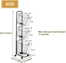 3 Tier Laundry Basket with Rolling Lockable Wheels Wire Metal Sorter Storage Trolley Shelf Basket Durable Metal Sorter Clothes Storage Trolley Shelf with Removable Hamper for Organizing Clothes by CozyNest Decor