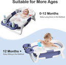 Collapsible Baby Bathtub,Baby Bath Tub with Soft Cushion & Thermometer,Baby Bathtub Newborn to Toddler 0-36 Months,Portable Travel Baby Tub by TinyTreasures Baby Boutique