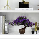 Fake Plants Plastic Artificial Bonsai Tree, Purple Room Decor Bonsai Tree for Home Bedroom Farmhouse Office Desk Decor, Tall 9.5" by GreenHaven Gardens