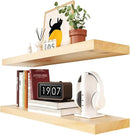 Habudda Floating Shelves for Wall, Solid Pine Wood Shelf for Bathroom Bedroom Kitchen, Rustic Room Decor, Wall Mounted, 30 Inches Long, Set of 2, Natural by CozyNest Decor