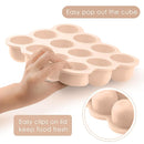 Samuelworld Baby Food Storage Container, 12 Portions x 2.5oz - BPA Free Silicone Freezer Tray with Clip-On Lid for Breast Milk Storage, Homemade Baby Food, Vegetable & Fruit Purees - Brown by TinyTreasures Baby Boutique