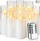 Amagic Pure White Flameless Candles, 9 Pack Battery Operated Candles with Remote and Timer, Acrylic Flickering Electric LED Candles for Wedding, Holiday Decor, D2.2''xH5''6" 7", Warm Yellow Glow by CozyNest Decor