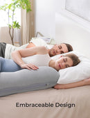 Momcozy J-Shaped Pregnancy Pillow for Sleeping with Cooling Cover – Maternity Body Pillow for Pregnant Women, Side Sleeper Support for Belly, Hip & Leg, Deep Grey by TinyTreasures Baby Boutique