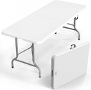 VINGLI 6 Foot Plastic Folding Table Portable Long Table for Indoor Outdoor Use Rectangular with Carrying Handle, Smooth HDPE Tabletop, White by GreenHaven Gardens