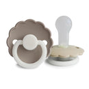 FRIGG Daisy Night SilkySoft Silicone Baby Pacifier | Made in Denmark | BPA-Free (Portobello/Croissant, 6-18 Months) by TinyTreasures Baby Boutique