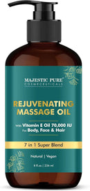 MAJESTIC PURE Vitamin E 70k Blend Massage Oil for Massage Therapy - Refreshing, and Relaxing - Natural Oils with Sweet Almond, Jojoba, Argan & Avocado - for All Skin Types - Men and Women - 8 fl oz by CozyNest Decor