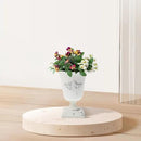 POPETPOP Tall Urn Vase Retro White Metal Urn Planter Pedestal Flower Pot Rustic Farmhouse Flower Holder for French Country Style Home Table Centerpiece Decor，5.9x5.9x7.47 inches by CozyNest Decor