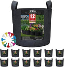 JERIA 12-Pack 15 Gallon, Vegetable/Flower/Plant Grow Bags, Aeration Fabric Pots with Handles (Black), Come with 12 Pcs Plant Labels by GreenHaven Gardens