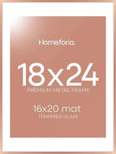Homeforia 18x24 Frame Rose Gold, High End Metal 18x24 Poster Frames with Mat 16x20 inch Photo, 18 x 24 Rose Gold Picture Frame Matted to 16 by 20 Print, 24x18 Frame, Tempered Glass, Wall Kit, Set of 1 by CozyNest Decor