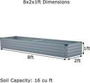 8x2x1ft(2 Pack) Galvanized Raised Garden Bed,Outdoor Planter Box Metal Patio Kit Planting Bed for Vegetables Flowers Herb,Grey by GreenHaven Gardens