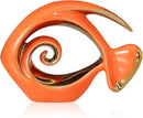 Orange Gold Ceramic Fish Figurines - Coastal Home Decor, Modern Ocean Centerpieces for Living Room, Dining Area, Bathroom, Office, Coffee Table, Beach House, Nautical, Seaside, Entrance, Shelf Display by CozyNest Decor