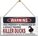 Warning Sign, Killer Ducks Warning Wood Plaque Sign, Funny Door Signs, Decorative Wood Hanging Suspension Plaque, Farmhouse Wooden Wall Decor, Outdoor Hanging Wooden Signs by CozyNest Decor
