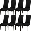 JQinHome Dining Room Chair Covers Set of 8, High Stretch Chair Slipcover Removable Washable Chair Seat Protector Cover for Home Party Hotel Wedding Ceremony (Black) by CozyNest Decor
