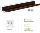 AZSKY Walnut Floating Shelves 24 Inch Picture Ledge Shelf for Wall Photo Shelves with Lip for Pictures Nursery Room Bookshelf Wood Wall Shelves Set of 3 for Bedroom Living Room Bathroom Kitchen by CozyNest Decor