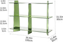 Acrylic Bookshelf, Small 3 Tier Open Bookcase for Small Spaces,Sofa Table, Hallway Entry Table for Home Living Room (Green, 39.4'' x 11.8'' x 31.5'') by CozyNest Decor