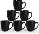 16 OZ Black Stoneware Mugs Set of 6, Large Ceramic Coffee Cups with Handle, Porcelain Mugs for Latte, Milk, Tea and Juice by CozyNest Decor