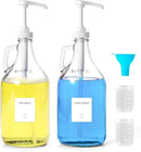 Glass Laundry Detergent Dispenser with Pump, 64OZ Liquid Laundry Soap Dispenser, Fabric Softener Dispenser Bottle for Laundry Room Organization and Storage, 2 Pack by CozyNest Decor