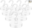 MIKEDE Strong Magnetic Hooks, 110Lbs Heavy Duty Magnetic Hooks for Cruise, Neodymium Earth Magnets with Hooks for Hanging, Super Metal Magnetic Hanger for Grill, Storage (White,10 Pack) by CozyNest Decor