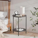 Side Table, Round End Table with 2-Layer Storage Rack, 15.7" Small Spaces Circle Table, Metal Frame Design Small Side Tables, for Living Room, Bedroom, Grey by CozyNest Decor