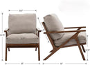 HNY Mid Century Chair, Faux Leather Upholstered Accent Armchair with Wood Frame and Canvas Cushions, Leisure Reading Chair Slipper Chair for Living Room, Bedroom, Beige by CozyNest Decor