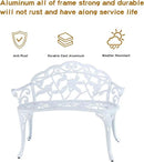 JARDIN DE CENTENNIAL Patio Garden Bench Metal Park Bench Cast Aluminum Outdoor Furniture with Floral Rose for Patio,Park,Lawn,Yard (White) by GreenHaven Gardens
