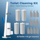 Disposable Toilet Brush: Toilet Bowl Brush and Holder Set with 24 Wand Refills, Upgraded Handle, 2X Cleaners, Toilet Cleaning System with Storage Caddy for Sink, Bathtub, Floor, Drain (2 Sets, Blue) by CozyNest Decor