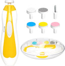 Baby Nail Trimmer Electric, 6 in 1 Baby Nail File Clippers Infant Grooming Kit Manicure Set for Toddler or Adults, Yellow by TinyTreasures Baby Boutique