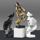 aboxoo Thinker Statue, Silence is Gold Abstract Art Figurine, Modern Home Resin Sculptures Decorative Objects Piano Desktop Decor for Creative Room Home, Office Study Decor (Large Black) by CozyNest Decor