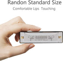 Randon Silver Harmonica Key of C, 10 Holes Diatonic Harmonicas for Adults/Kids/Beginners, Blues Harmonica as Gift, with Case, Clean Cloth and Manual by TinyTreasures Baby Boutique
