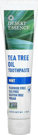 Desert Essence Tea Tree Oil Toothpaste - Mint - 6.25 Ounce - Refreshing Taste - Deep Cleans Teeth & Gums - Helps Fight Plaque - Sea Salt - Pure Essential Oil - Baking Soda - Promotes Healthy Mouth by CozyNest Decor