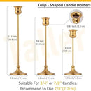 Taper Candle Holder Tall Vintage Metal Candlestick Holders Candle Stick Candelabra for Halloween Thanksgiving Christmas Holiday Wedding (Gold, 1 Set (3 pcs)) by CozyNest Decor