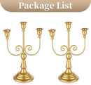 Sziqiqi Gold Taper Candle Holder for Centerpiece - 3-stem Candlesticks Holder for Wedding Table Centerpieces Metal Candle Stick Holders for Fireplace Mantle 2pcs by CozyNest Decor