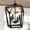 BrightHome Farmhouse Chandelier 4-Light, Black Pendant Light Fixture Ceiling Hanging for Kitchen Island Dining Room, Lantern Industrial Lighting with Metal Cage Adjustable Height for Entryway Foyer by CozyNest Decor