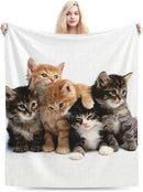 HGOD DESIGNS Cats Throw Blanket Ultra Soft Warm All Season Kittens Family Cats Decorative Fleece Blankets for Bed Chair Car Sofa Couch Bedroom 50"X60" by CozyNest Decor