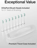Aquasonic Vibe Series Ultra-Whitening Toothbrush – ADA Accepted Electric Toothbrush - 8 Brush Heads & Travel Case – 40,000 VPM Motor & Wireless Charging - 4 Modes w Smart Timer – Optic White by CozyNest Decor