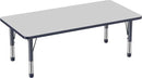 FDP Rectangle Activity School and Classroom Kids Table (30 x 60 inch), Toddler Legs, Adjustable Height 15-24 inches - Gray Top and Navy Edge by CozyNest Decor