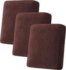 H.VERSAILTEX Velvet Stretch Couch Cushion Cover Plush Cushion Slipcover for Chair Loveseat Sofa Cushion Furniture Protector Seat Cushion Sofa Cover (3 Piece Sofa Cushion Covers, Brown) by CozyNest Decor