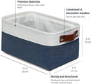 OrganiHaus Small Fabric Storage Baskets for Shelves 6 Pack, 12x8in Closet Storage Bins for Shelves, Cloth Baskets for Organizing, Linen Closet Organizers, Fabric Basket, Navy Blue/White by CozyNest Decor