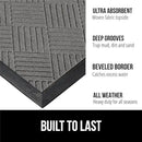 GORILLA GRIP 100% Waterproof All-Season WeatherMax Doormat US Designed Natural Rubber, Stain and Fade Resistant, Low Profile Indoor Outdoor Door Mats, Easy Clean Patio Mat, 17x29, Steel Diamond by CozyNest Decor