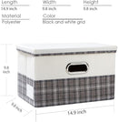 PRANDOM Collapsible Storage Bin with Lid [3-Pack] Fabric Foldable Storage Box Organizer Container Basket Cube with Cover for Home Bedroom Closet Office Nursery Gray plaid & Cream(14.9x9.8x9.8) by TinyTreasures Baby Boutique