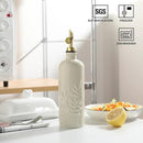 Sweejar 18 Oz Oil Dispenser for Kitchen with Gravity Spout, Ceramic Olive Oil Dispenser Bottle, Relief Opaque Vinegar Container for Evoo, Vinegar, Soy Sauce, Pack of 1(Beige, Gold Spout) by CozyNest Decor