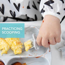 Bumkins Baby Utensils Set, Chewtensils Silicone Spoons for Dipping, Self-Feeding, Baby Led Weaning, Trainer Learning, First Stage Eating, Soft Practice Fork and Spoon, Babies 6 Months, Marble by TinyTreasures Baby Boutique