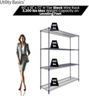 60"x18"x72" Black Premium Metal Steel Wire Shelving 4-Tier NSF 3200 LBS MAX Capacity Heavy Duty Storage Rack for Garages, Commercial Spaces, Hospitals, & Schools w/Premium Wheels by CozyNest Decor