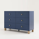 Storkcraft California 6 Drawer Double Dresser (Midnight Blue with Driftwood) – GREENGUARD Gold Certified, Spacious Storage Organizer for Kids’ Room, Safety Interlocking Drawer System by TinyTreasures Baby Boutique