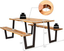Patented 70 Inch Dining Table Set with Seats and Umbrella Hole by LJGDeals