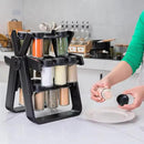 A&K's Rotating Spice Rack Organizer, 18 Glass Jars, 360-Degree Turntable, Black, Comes with Spice Label Stickers, Funnel, and Water Pen. Best for Kitchen Organization, Countertop, Pantry, and Cabinet. by CozyNest Decor