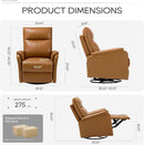 COLAMY Leather Swivel Recliner Chair with Footrest, High Back with Double-Layer Cushion, Glider Recliner for Nursery & Living Room, Bedroom, Camel by TinyTreasures Baby Boutique
