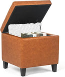 Adeco 17.7" Leather Cube Storage Orange Ottomans for Living Room by CozyNest Decor